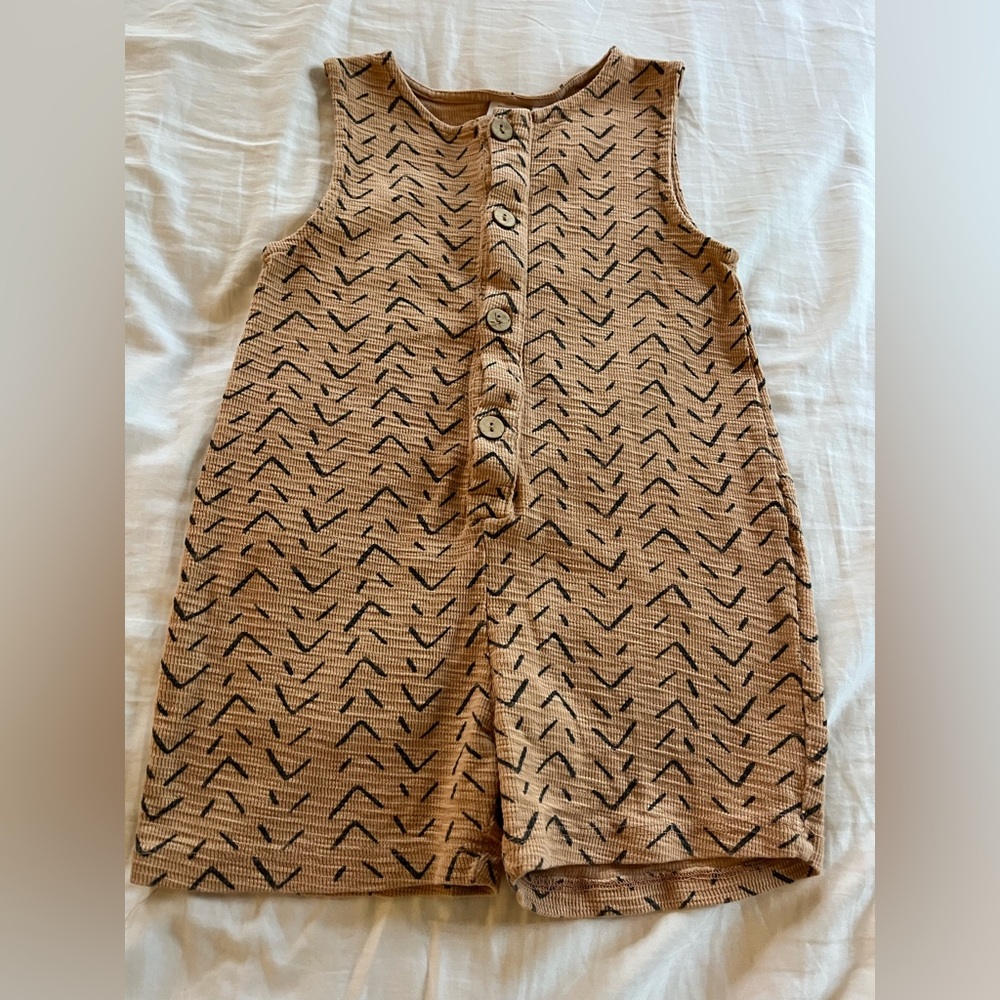 Zara || Toddler Brown Patterned Sleeveless Romper